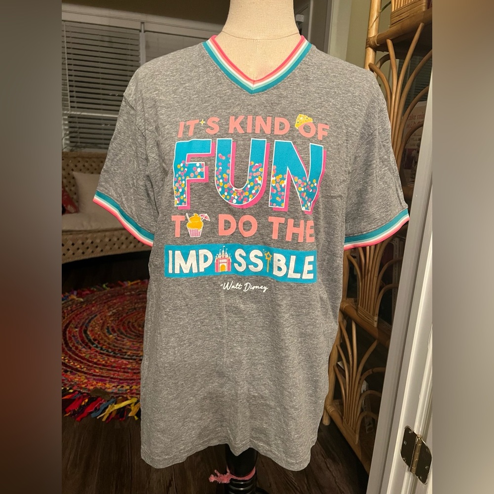 Jadelynn Brooks Walt Disney Quote Gray Tee with Colorful Fun Print